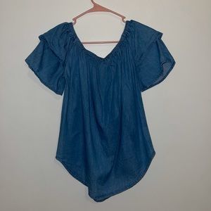 Off-Shoulder Blue Jean Top